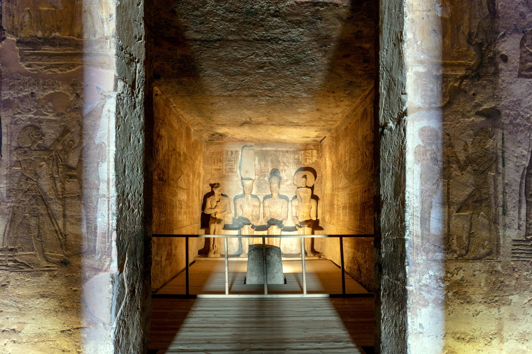 The temple axis leading through the halls to the sanctuary at Abu Simbel