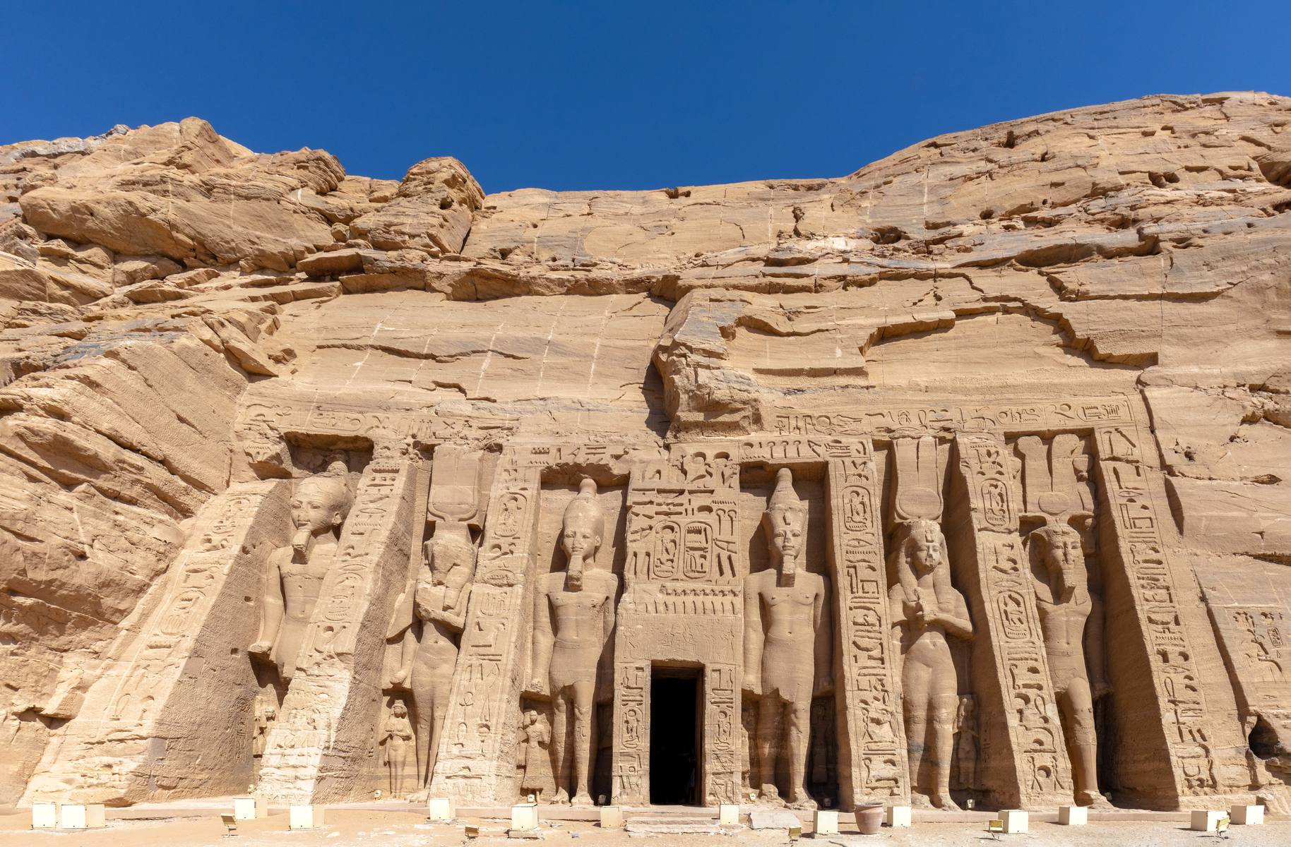 The Small Temple of Hathor and Nefertari at Abu Simbel with its standing colossi