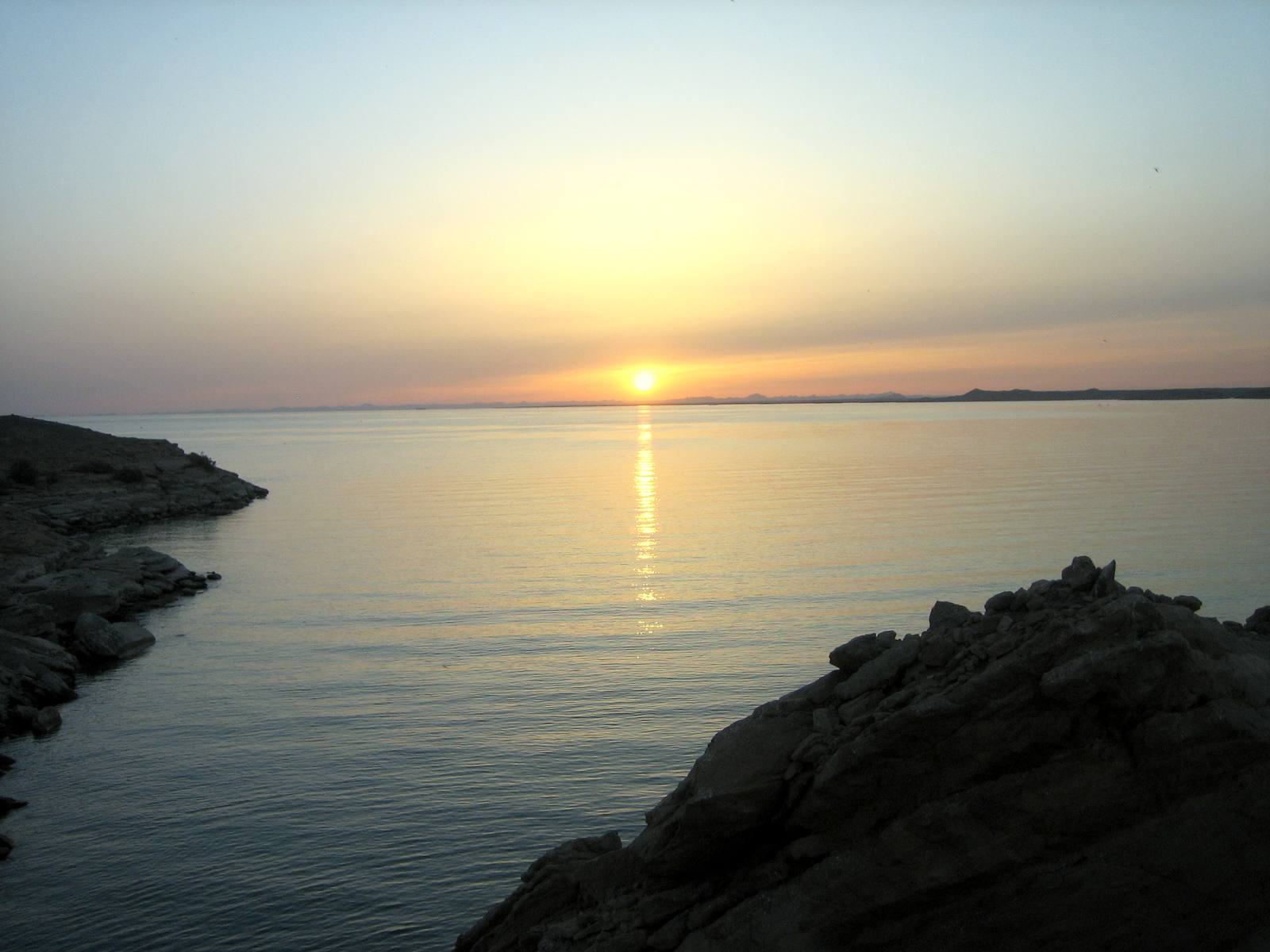 Sunrise over Lake Nasser seen from Abu Simbel