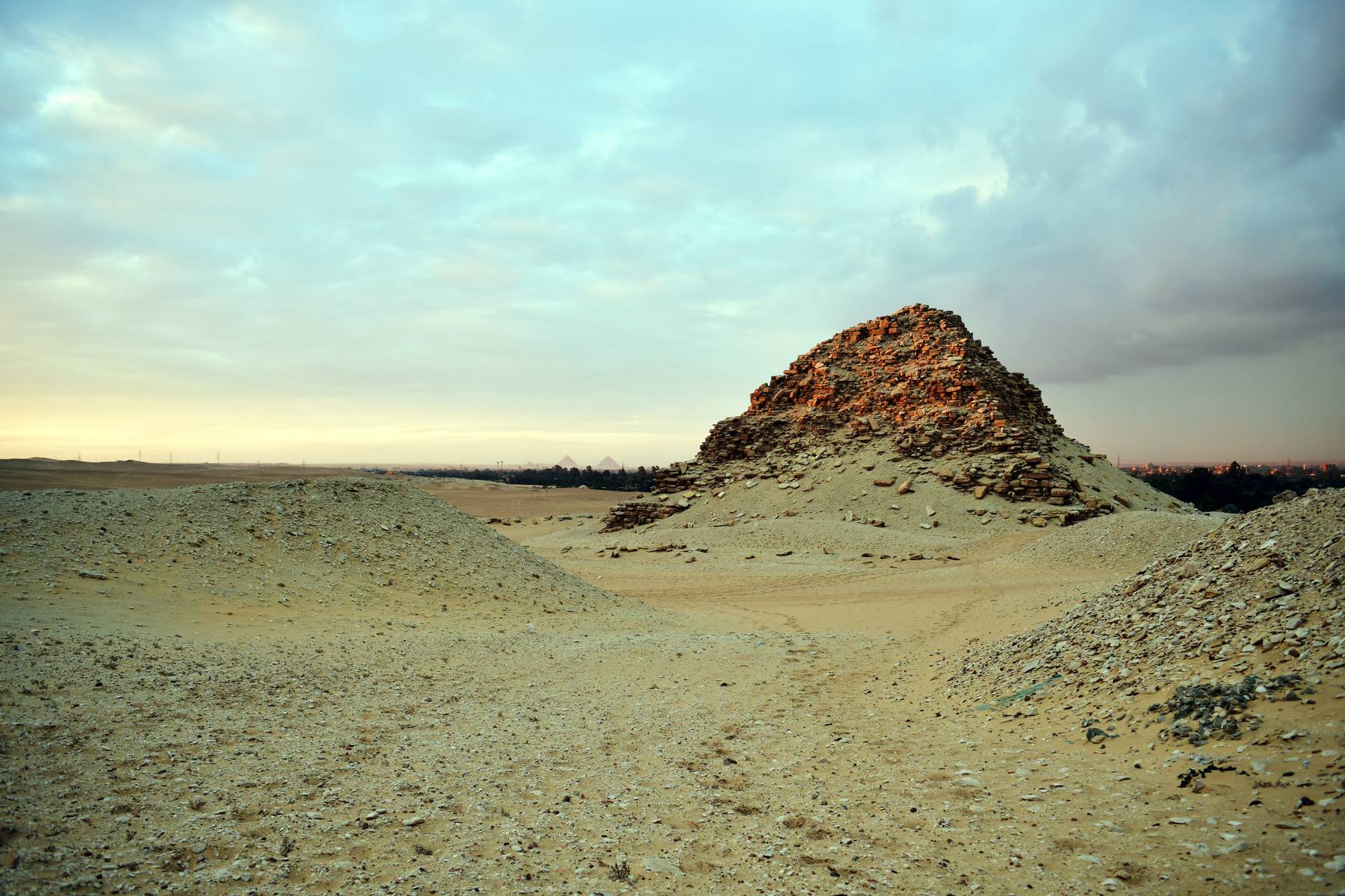Late golden light on the Pyramid of Sahure at Abusir