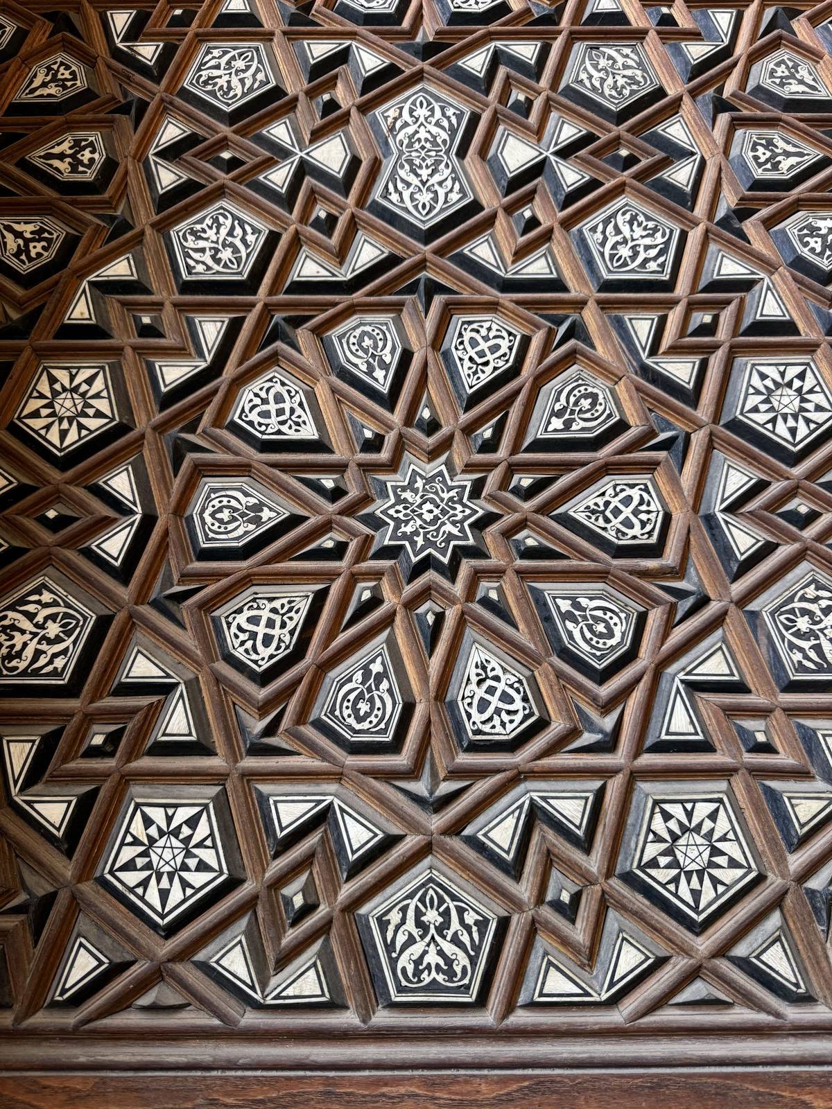 Geometric star woodwork from the Sultan Hassan Mosque, Islamic Cairo
