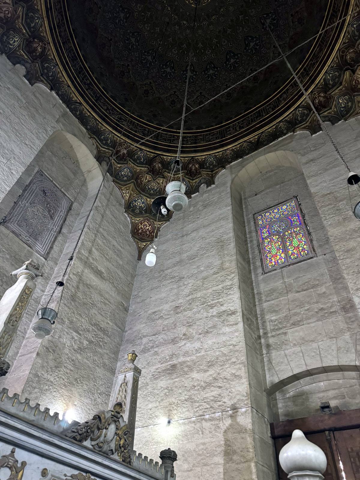 Interior of the great dome in the Sultan Hassan mausoleum, Cairo