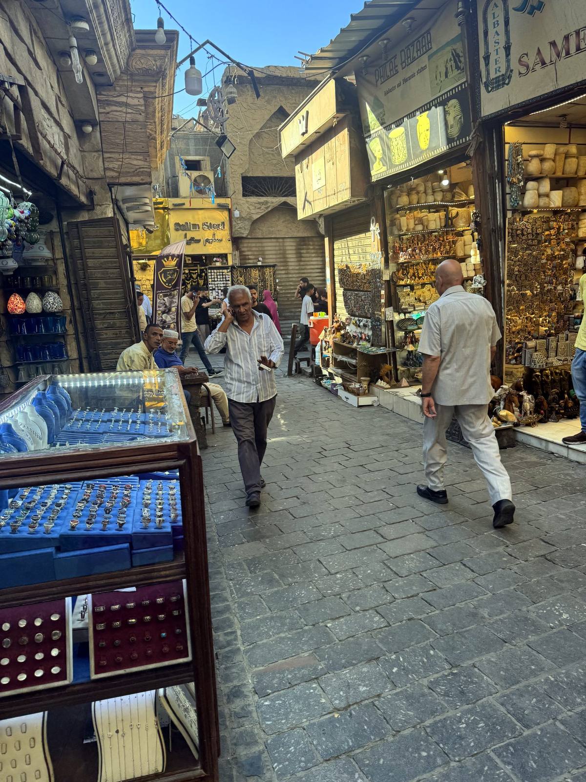 A busy lane of Khan el-Khalili bazaar in old Cairo