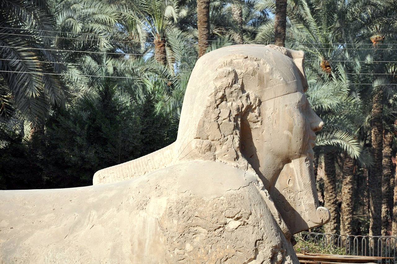 The alabaster sphinx of Memphis in its palm grove